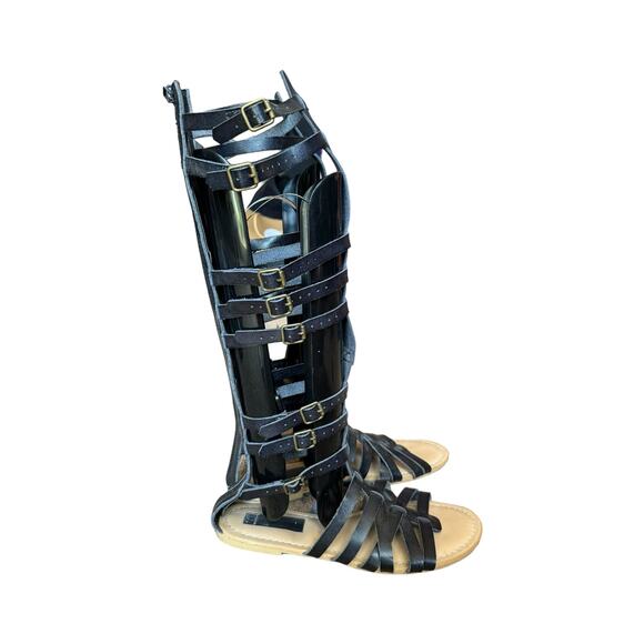 15.5" Tall Gladiator Black Sandals buckle & zipper closing by Just Fab size 7.5 - Picture 16 of 16